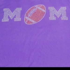 NWT Womans XL V Neck Mom Football Rhinestone Shirt